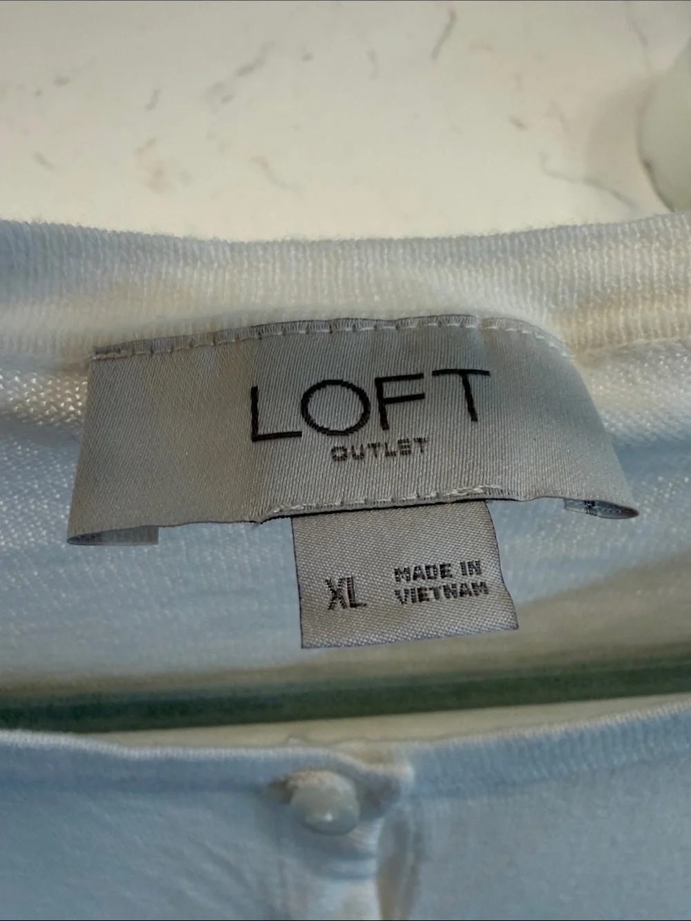 LOFT Cream Button-Front Lightweight Cardigan
